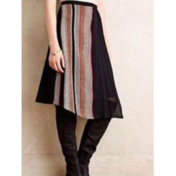 Eva Franco Dresses & Skirts - Eva Franco Anthropologie Women's Black Lock Tweed Asymmetrical Midi Skir…